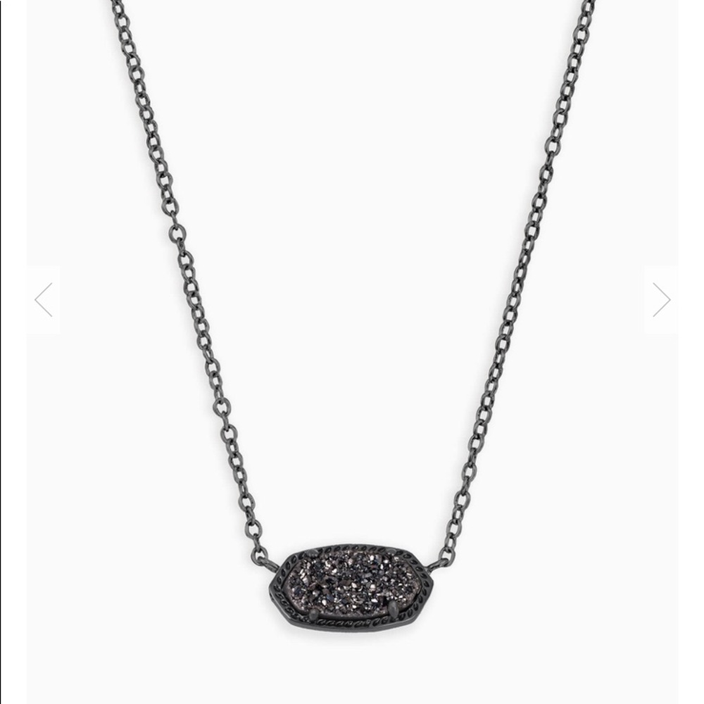 Elisa Necklace in Black Drusy Gunmetal